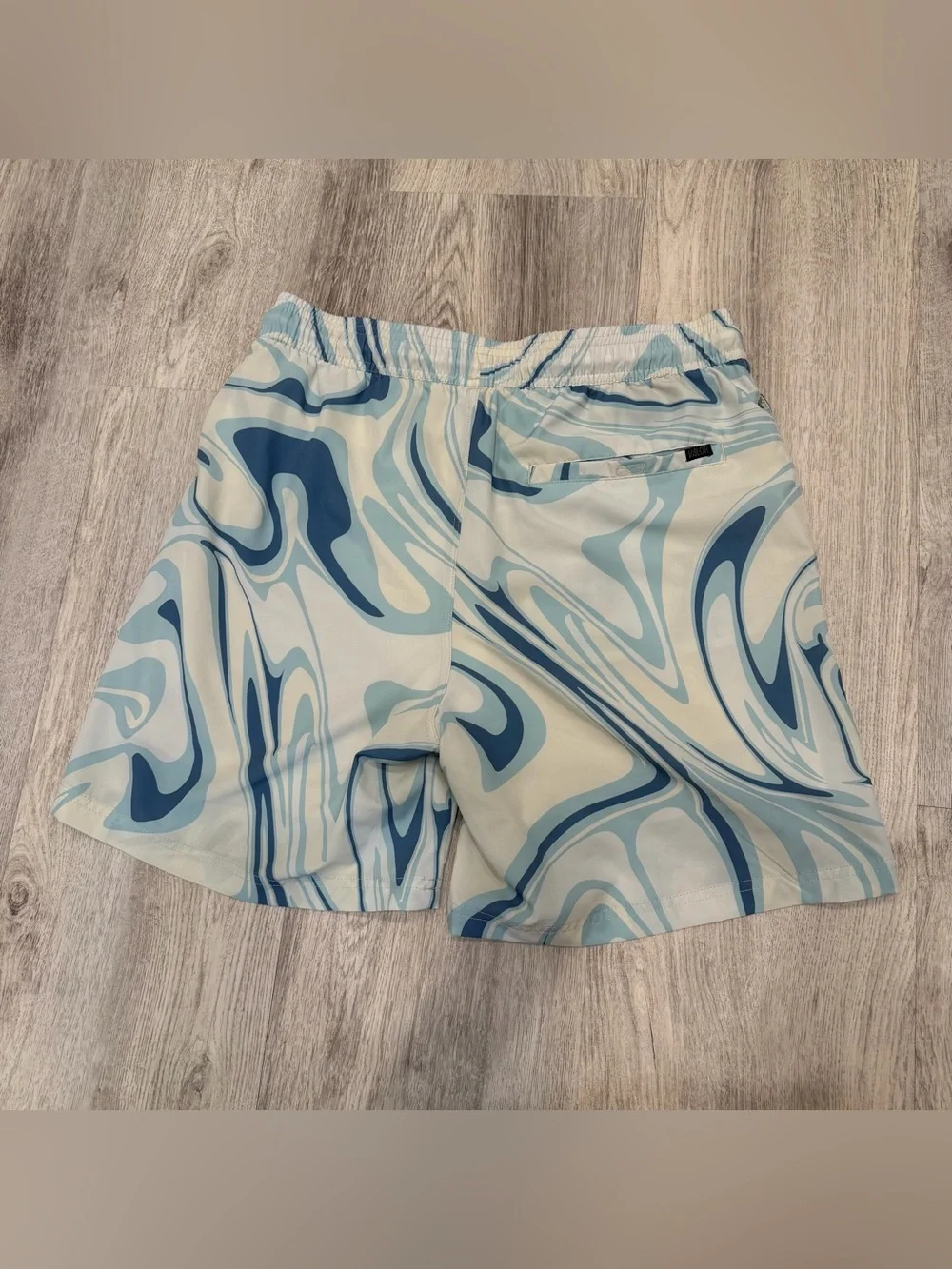 Valor Blue Marble Print Swim‎ Trunks Lined Pockets Size Medium